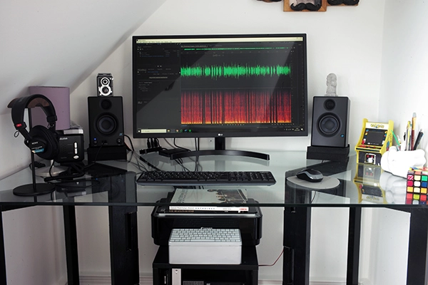 image of Portuguese voice over editing room